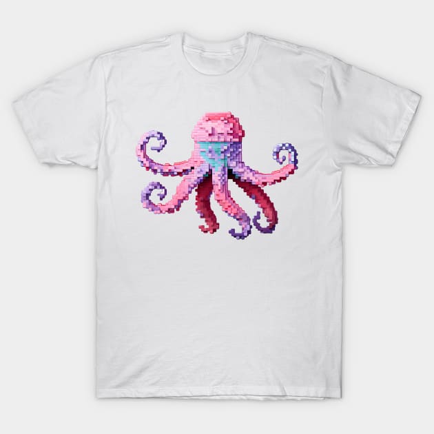 Octopus pixel art T-Shirt by ElusiveArt